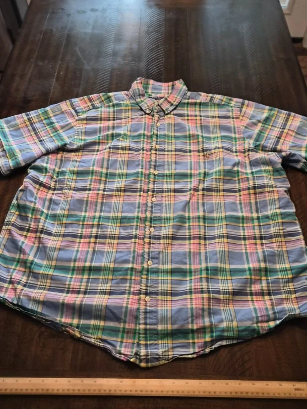 Polo Ralph Lauren Mens 2XB Big Classic Fit Plaid Short Sleeve Button Shirt G804